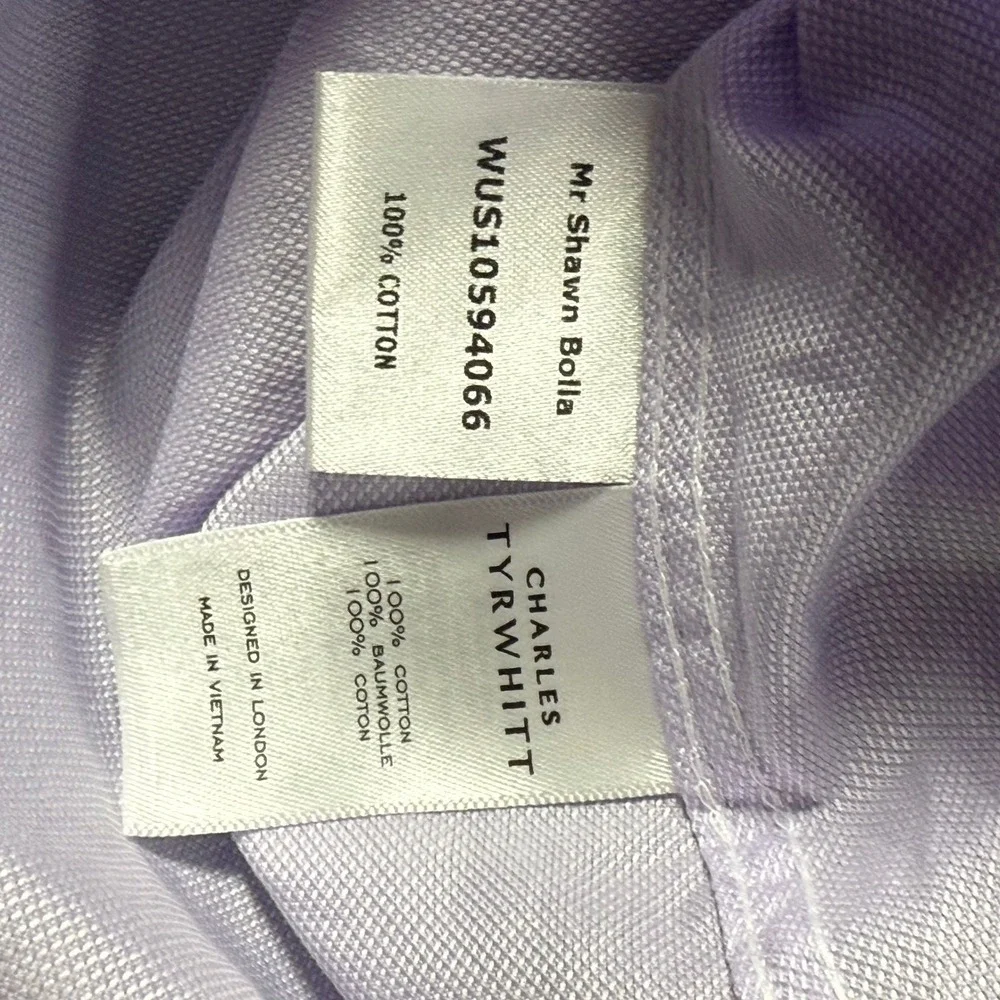 Charles Tyrwhitt Custom Dress Shirt Mens‎ Long Sleeve Lavender Cotton